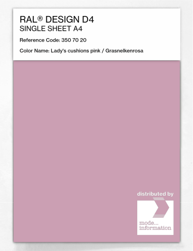 Artikelbild des Artikels “RAL® DESIGN D4 SINGLE SHEET A4 350 70 20 Lady's cushions pink / Grasnelkenrosa “