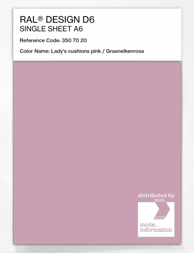 Artikelbild des Artikels “RAL® DESIGN D6 SINGLE SHEET A6 350 70 20 Lady's cushions pink / Grasnelkenrosa “