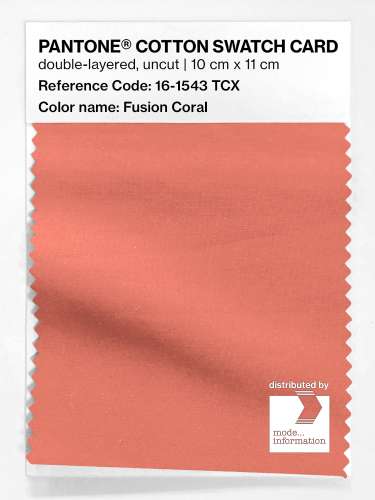 PANTONE® COTTON SWATCH CARD 16-1543 TCX Fusion Coral