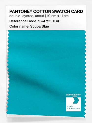 PANTONE® COTTON SWATCH CARD 16-4725 TCX Scuba Blue