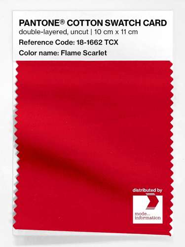 Product image of the product “PANTONE® COTTON SWATCH CARD 18-1662 TCX Flame Scarlet ”