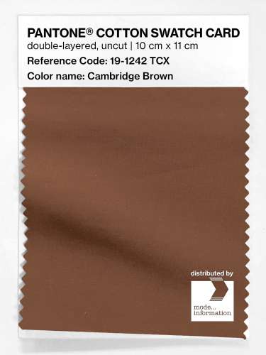Product image of the product “PANTONE® COTTON SWATCH CARD 19-1242 TCX Cambridge Brown ”
