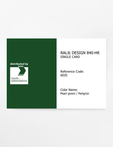 Artikelbild des Artikels “RAL® CLASSIC 840-HR SINGLE CARD 6035 Pearl green / Perlgrün “