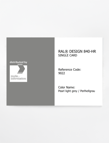 Artikelbild des Artikels “RAL® CLASSIC 840-HR SINGLE CARD 9022 Pearl light grey / Perlhellgrau “