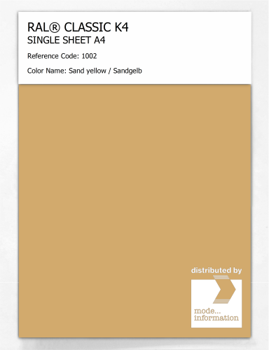 Artikelbild des Artikels “RAL® CLASSIC K4 SHEET SEMI MATT A4 1002 Sand yellow / Sandgelb “