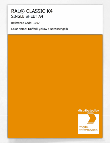Artikelbild des Artikels “RAL® CLASSIC K4 SHEET SEMI MATT A4 1007 Daffodil yellow / Narzissengelb “