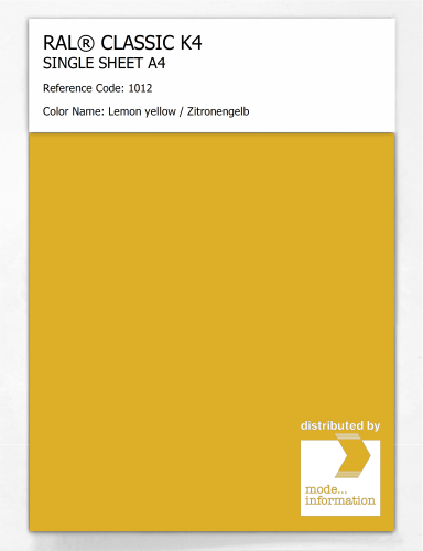 Artikelbild des Artikels “RAL® CLASSIC K4 SHEET SEMI MATT A4 1012 Lemon yellow / Zitronengelb “