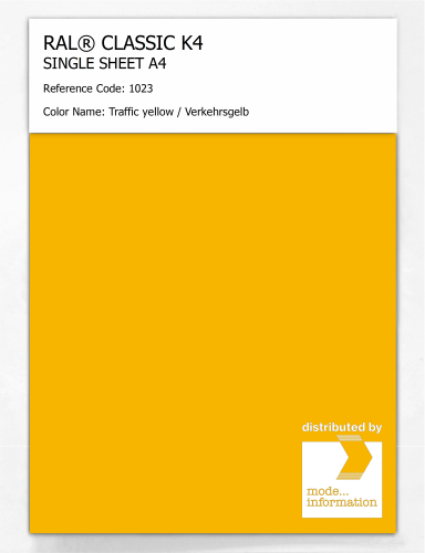 Artikelbild des Artikels “RAL® CLASSIC K4 SHEET SEMI MATT A4 1023 Traffic yellow / Verkehrsgelb “