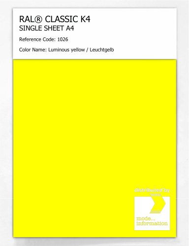 Artikelbild des Artikels “RAL® CLASSIC K4 SHEET SEMI MATT A4 1026 Luminous yellow / Leuchtgelb “