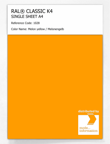 Artikelbild des Artikels “RAL® CLASSIC K4 SHEET SEMI MATT A4 1028 Melon yellow / Melonengelb “