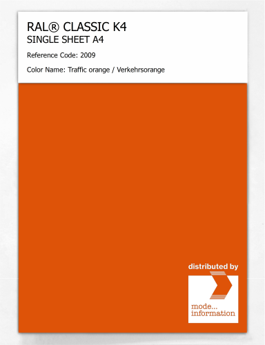 Artikelbild des Artikels “RAL® CLASSIC K4 SHEET SEMI MATT A4 2009 Traffic orange / Verkehrsorange “
