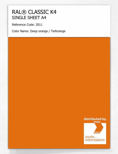 Artikelbild des Artikels “RAL® CLASSIC K4 SHEET SEMI MATT A4 2011 Deep orange / Tieforange “