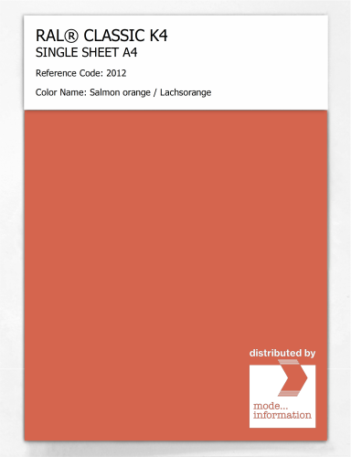 Artikelbild des Artikels “RAL® CLASSIC K4 SHEET SEMI MATT A4 2012 Salmon orange / Lachsorange “