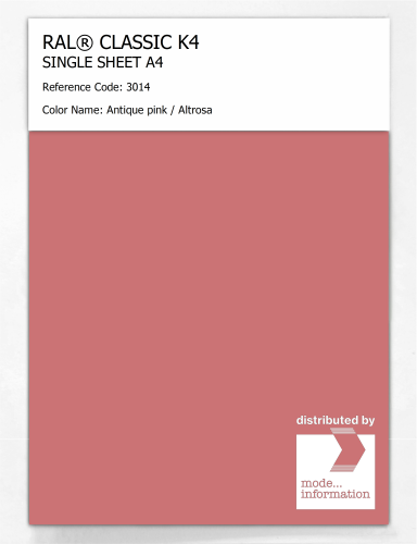 Artikelbild des Artikels “RAL® CLASSIC K4 SHEET SEMI MATT A4 3014 Antique pink / Altrosa “