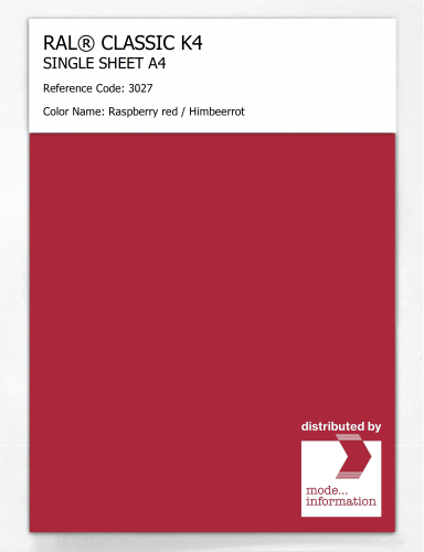 Artikelbild des Artikels “RAL® CLASSIC K4 SHEET SEMI MATT A4 3027 Raspberry red / Himbeerrot “