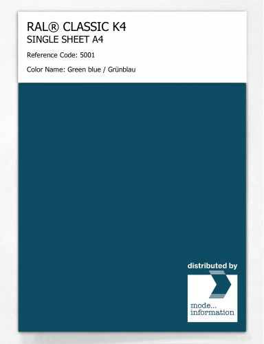 Artikelbild des Artikels “RAL® CLASSIC K4 SHEET SEMI MATT A4 5001 Green blue / Grünblau “