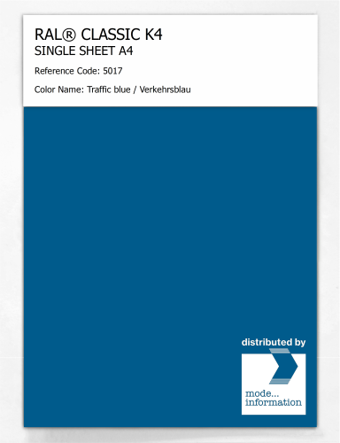 Artikelbild des Artikels “RAL® CLASSIC K4 SHEET SEMI MATT A4 5017 Traffic blue / Verkehrsblau “