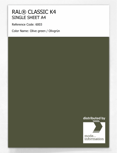 Artikelbild des Artikels “RAL® CLASSIC K4 SHEET SEMI MATT A4 6003 Olive green / Olivgrün “