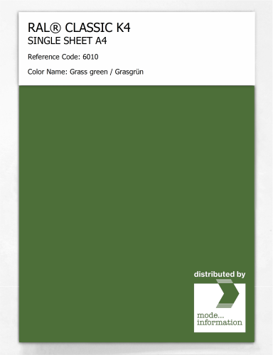 Artikelbild des Artikels “RAL® CLASSIC K4 SHEET SEMI MATT A4 6010 Grass green / Grasgrün “
