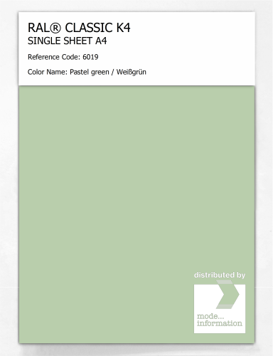 Artikelbild des Artikels “RAL® CLASSIC K4 SHEET SEMI MATT A4 6019 Pastel green / Weißgrün “