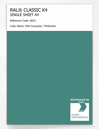 Artikelbild des Artikels “RAL® CLASSIC K4 SHEET SEMI MATT A4 6033 Mint turquoise / Minttürkis “