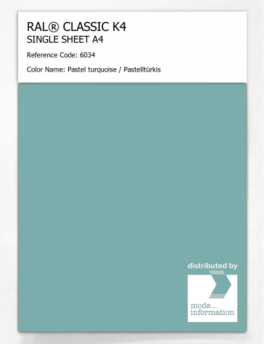 Artikelbild des Artikels “RAL® CLASSIC K4 SHEET SEMI MATT A4 6034 Pastel turquoise / Pastelltürkis “