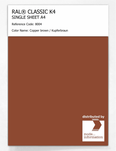 Artikelbild des Artikels “RAL® CLASSIC K4 SHEET SEMI MATT A4 8004 Copper brown / Kupferbraun “