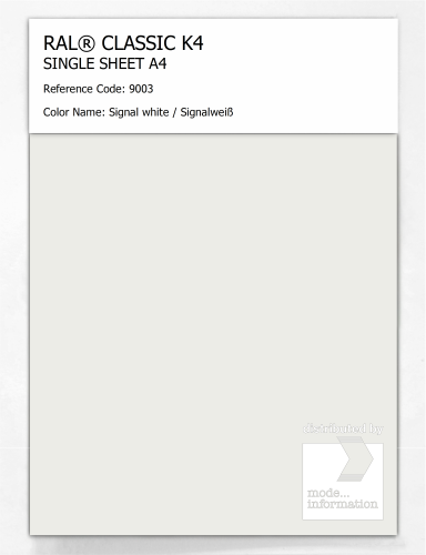 Artikelbild des Artikels “RAL® CLASSIC K4 SHEET SEMI MATT A4 9003 Signal white / Signalweiß “