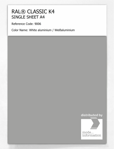 Artikelbild des Artikels “RAL® CLASSIC K4 SHEET SEMI MATT A4 9006 White aluminium / Weißaluminium “