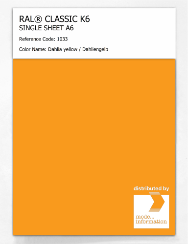 Artikelbild des Artikels “RAL® CLASSIC K6 SHEET SEMI MATT A6 1033 Dahlia yellow / Dahliengelb “