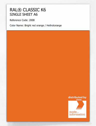 Artikelbild des Artikels “RAL® CLASSIC K6 SHEET SEMI MATT A6 2008 Bright red orange / Hellrotorange “