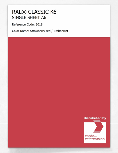 Artikelbild des Artikels “RAL® CLASSIC K6 SHEET SEMI MATT A6 3018 Strawberry red / Erdbeerrot “