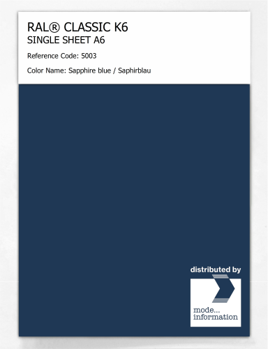 Artikelbild des Artikels “RAL® CLASSIC K6 SHEET SEMI MATT A6 5003 Sapphire blue / Saphirblau “