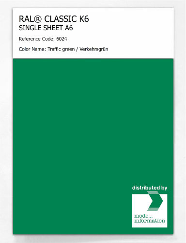 Artikelbild des Artikels “RAL® CLASSIC K6 SHEET SEMI MATT A6 6024 Traffic green / Verkehrsgrün “