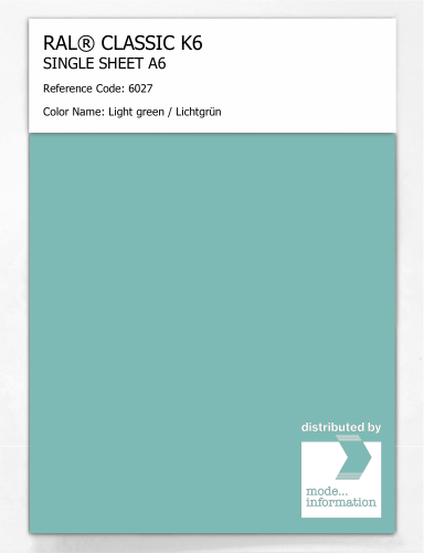 Artikelbild des Artikels “RAL® CLASSIC K6 SHEET SEMI MATT A6 6027 Light green / Lichtgrün “