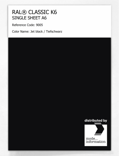 Artikelbild des Artikels “RAL® CLASSIC K6 SHEET SEMI MATT A6 9005 Jet black / Tiefschwarz “