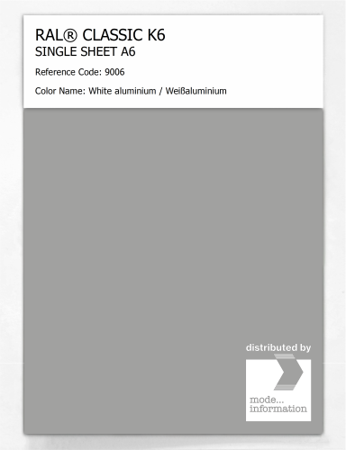 Artikelbild des Artikels “RAL® CLASSIC K6 SHEET SEMI MATT A6 9006 White aluminium / Weißaluminium “