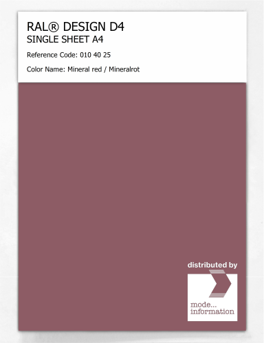Artikelbild des Artikels “RAL® DESIGN D4 SINGLE SHEET A4 010 40 25 Mineral red / Mineralrot “