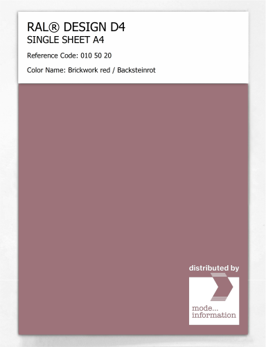 Artikelbild des Artikels “RAL® DESIGN D4 SINGLE SHEET A4 010 50 20 Brickwork red / Backsteinrot “