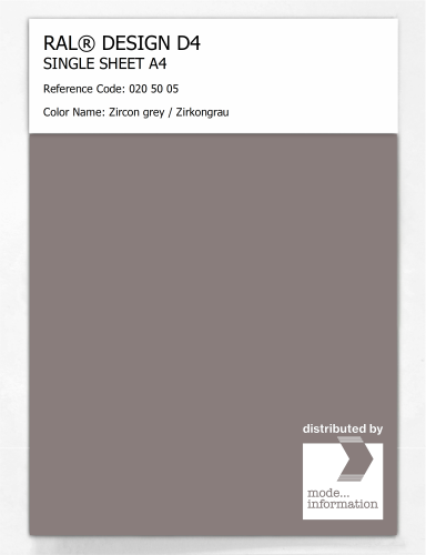 Artikelbild des Artikels “RAL® DESIGN D4 SINGLE SHEET A4 020 50 05 Zircon grey / Zirkongrau “