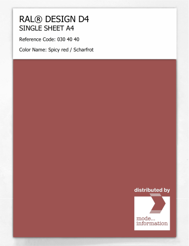 Product image of the product “RAL® DESIGN D4 SINGLE SHEET A4 030 40 40 Spicy red / Scharfrot ”