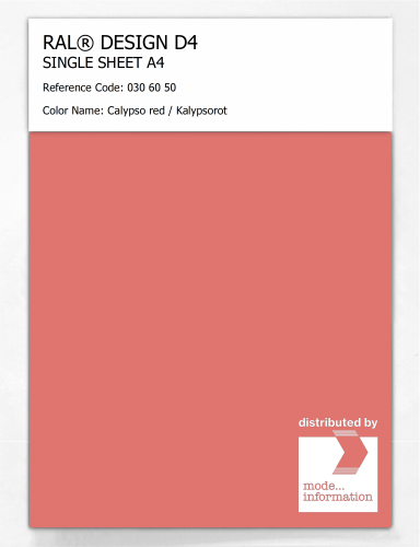 Artikelbild des Artikels “RAL® DESIGN D4 SINGLE SHEET A4 030 60 50 Calypso red / Kalypsorot “