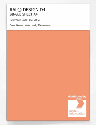 Product image of the product “RAL® DESIGN D4 SINGLE SHEET A4 050 70 50 Melon red / Melonenrot ”