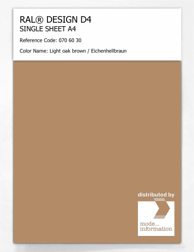 Product image of the product “RAL® DESIGN D4 SINGLE SHEET A4 070 60 30 Light oak brown / Eichenhellbraun ”