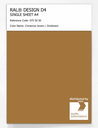 Artikelbild des Artikels “RAL® DESIGN D4 SINGLE SHEET A4 075 50 50 Cinnamon brown / Zimtbraun “