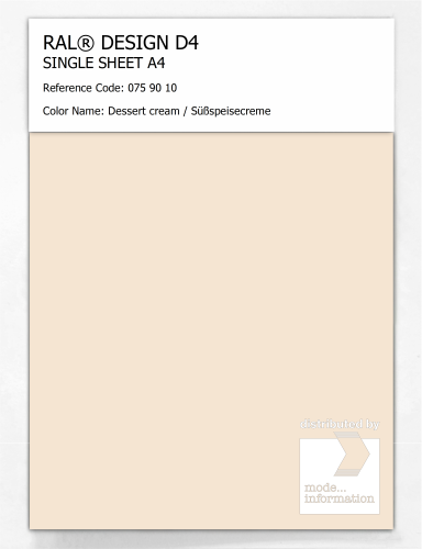 Product image of the product “RAL® DESIGN D4 SINGLE SHEET A4 075 90 10 Dessert cream / Süßspeisecreme ”