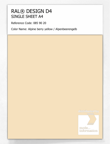 Artikelbild des Artikels “RAL® DESIGN D4 SINGLE SHEET A4 085 90 20 Alpine berry yellow / Alpenbeerengelb “