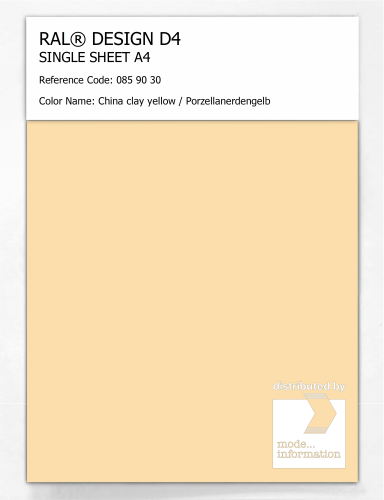 Product image of the product “RAL® DESIGN D4 SINGLE SHEET A4 085 90 30 China clay yellow / Porzellanerdengelb ”