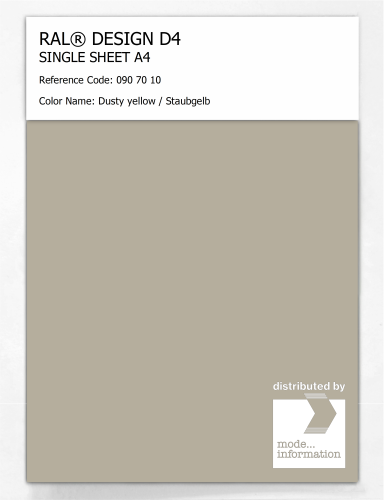 Product image of the product “RAL® DESIGN D4 SINGLE SHEET A4 090 70 10 Dusty yellow / Staubgelb ”