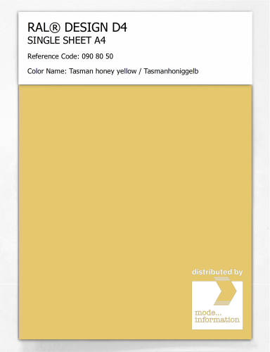 Artikelbild des Artikels “RAL® DESIGN D4 SINGLE SHEET A4 090 80 50 Tasman honey yellow / Tasmanhoniggelb “